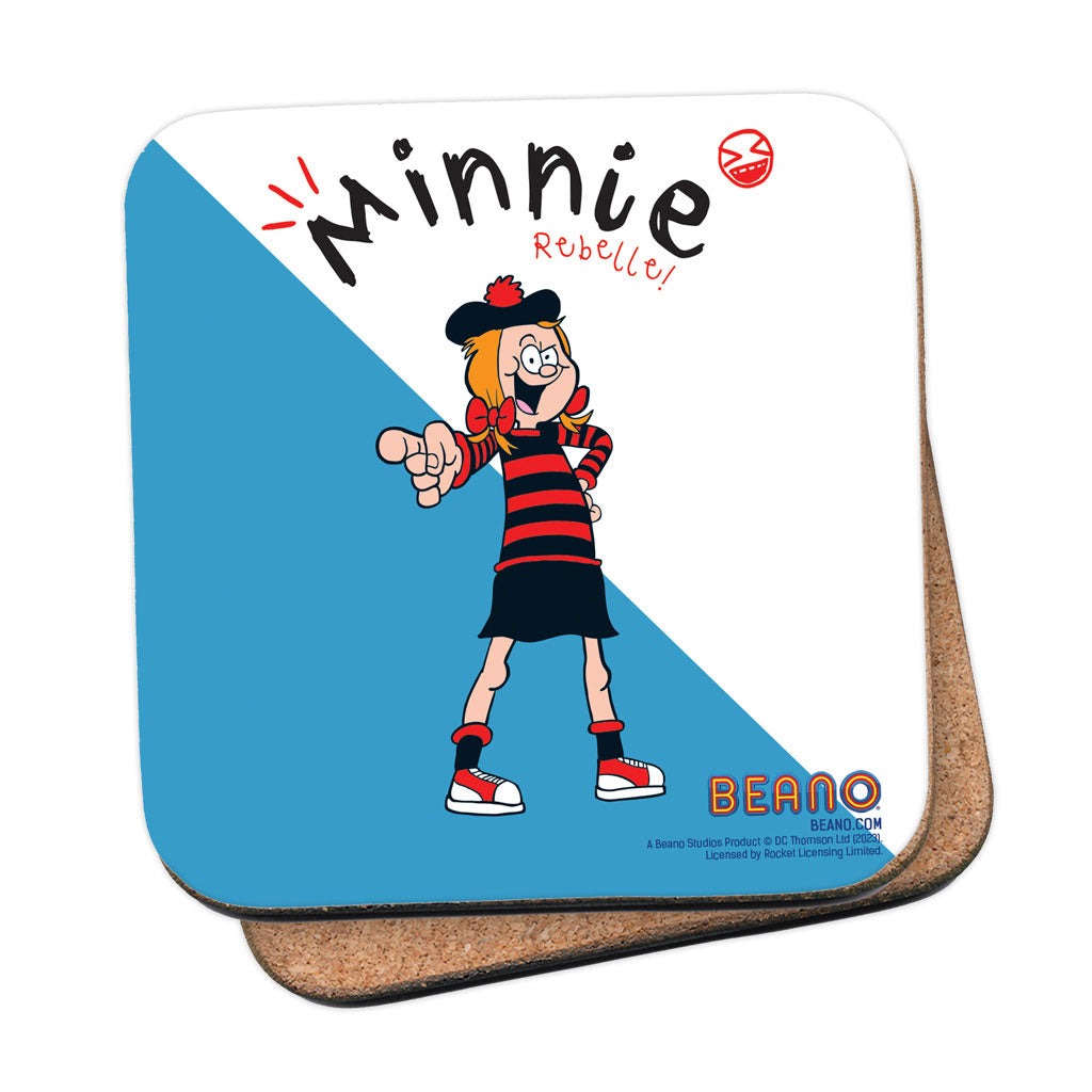 Minnie the Rebelle Blue & White Coaster