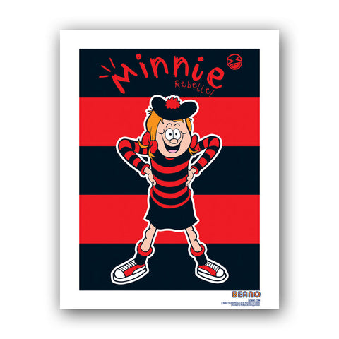 Minnie the Rebelle Black & Red Art Print