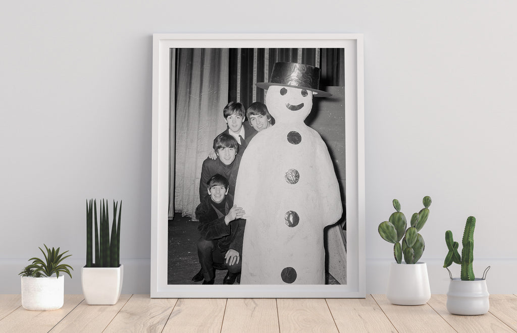The Beatles With A Snowman - 11X14inch Premium Art Print