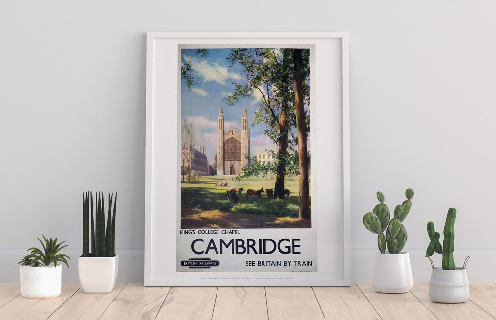Cambridge - King's College Chapel, Railway Art Print