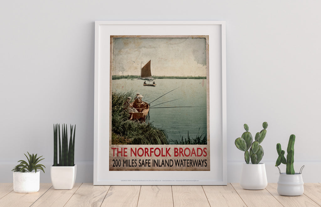 Norfolk Broads - Fishing - 11X14inch Premium Art Print