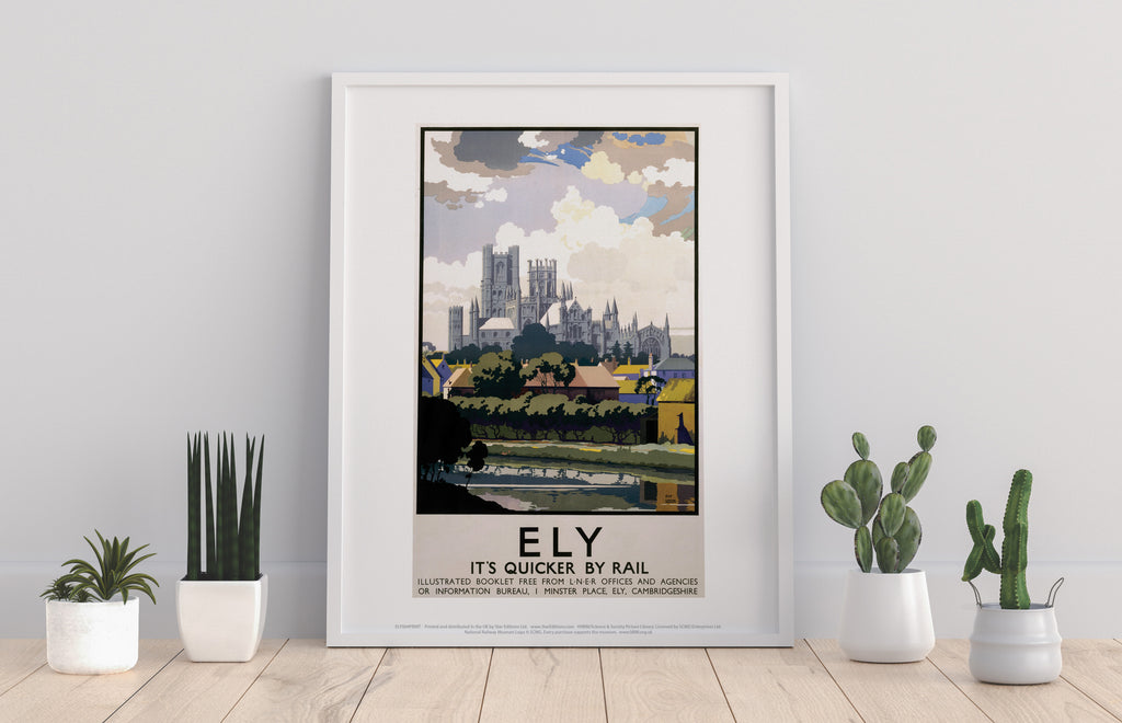 Ely View Of Cathedral Across River - Premium Art Print