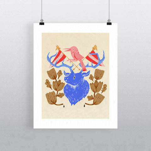 EMADAMS037: Stag and Flags