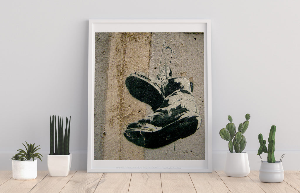 Graffiti Art - Hanging Trainers - 11X14inch Premium Art Print