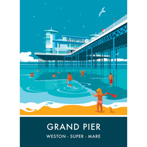 Grand Pier, Weston Super Mare, Somerset 20cm x 20cm Mini Mounted Print