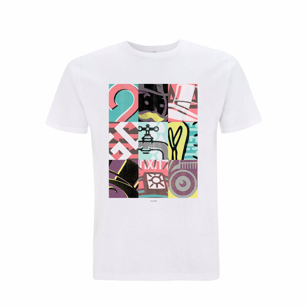 Retro - Bright Tiled - Cotton White T-Shirt