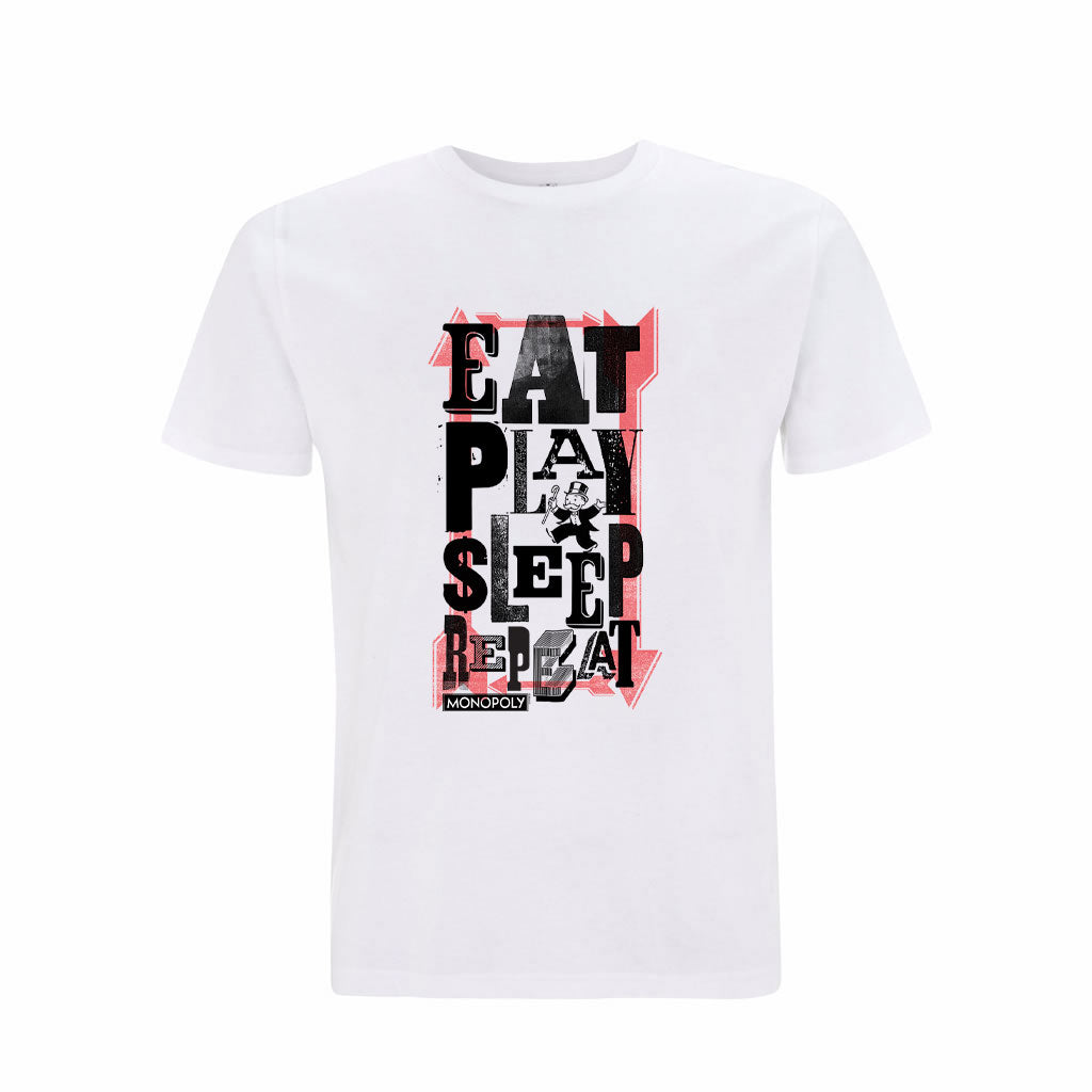 Retro - Eat, Play, Sleep - Cotton White T-Shirt