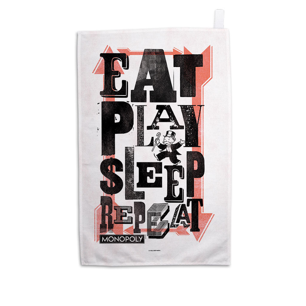 Monopoly Eat, Play, Sleep Retro Tea Towel