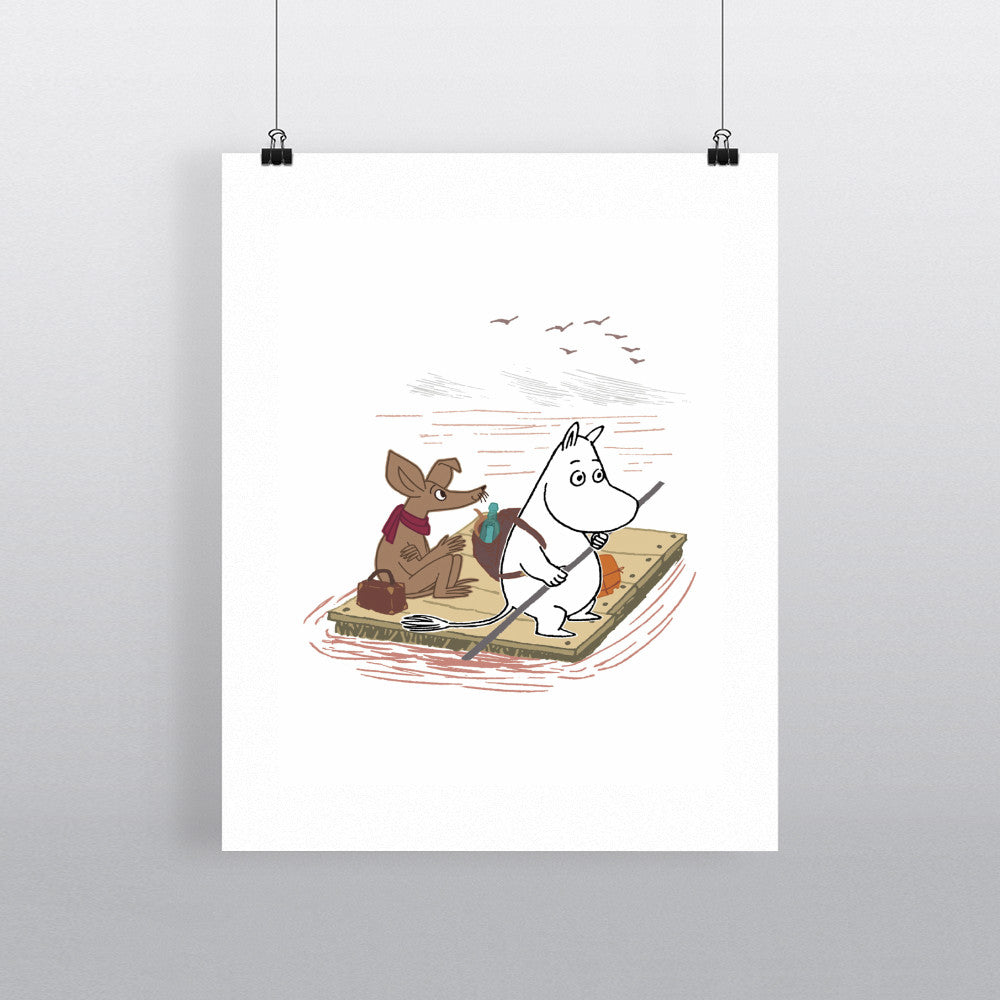 Moomintroll and Sniff on a Raft 11x14 Print