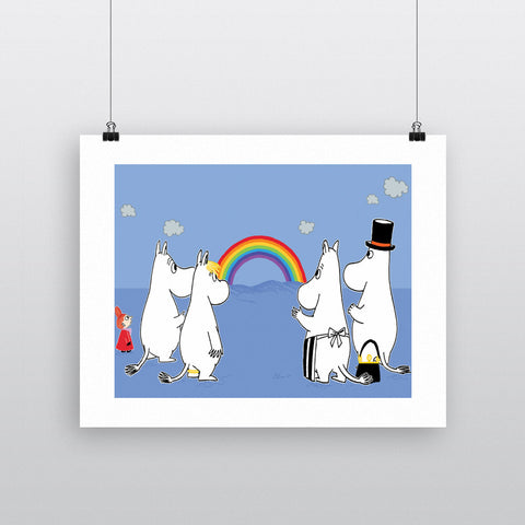 The Moomins look at a Rainbow 11x14 Print