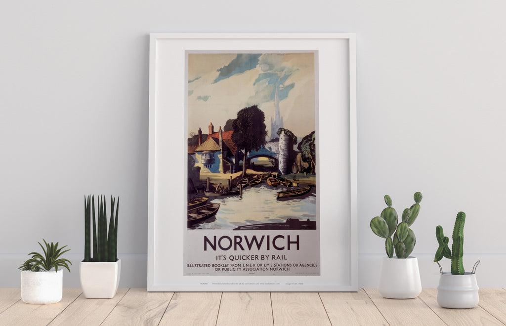Norwich, It's Quicker By Rail - 11X14inch Premium Art Print