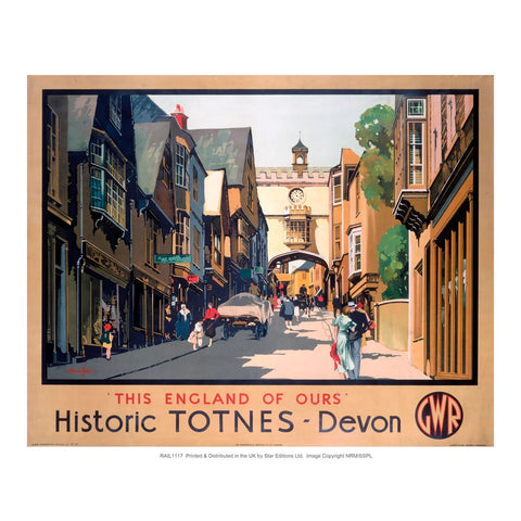 Historic TOTNES - Devon 24" x 32" Matte Mounted Print