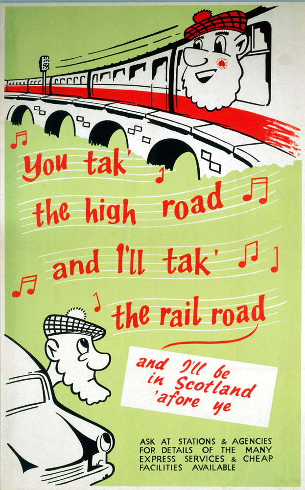 You take the High Road - Scotland by Train 24" x 32" Matte Mounted Print