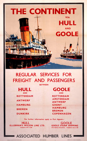 The Continent via Hull and Goole 24" x 32" Matte Mounted Print