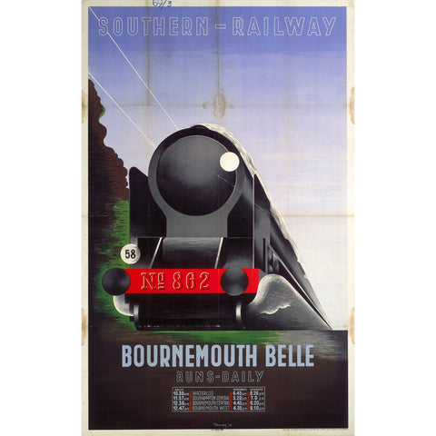 Bournemouth Belle - Southern Railway 24" x 32" Matte Mounted Print