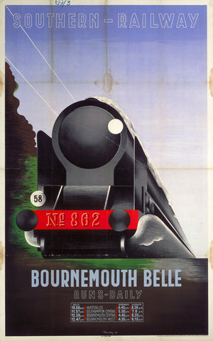 Bournemouth Belle - Southern Railway 24" x 32" Matte Mounted Print