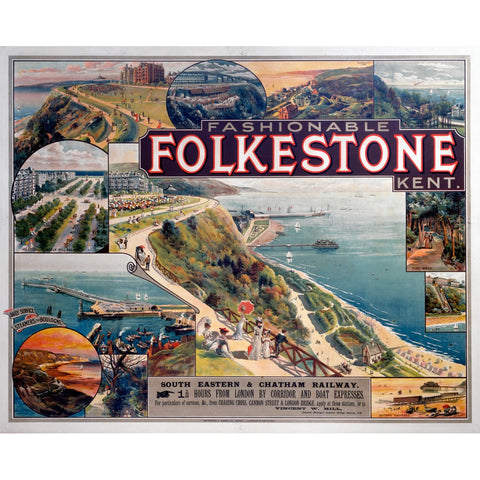 Folkestone Kent 24" x 32" Matte Mounted Print