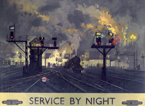 Service by Night Engine 24" x 32" Matte Mounted Print