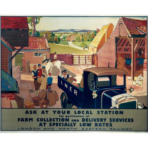 LNER Farm Collection and Delivery 24" x 32" Matte Mounted Print