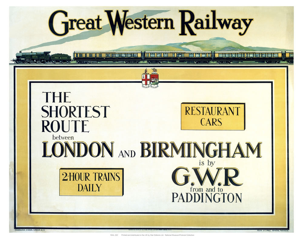 The Shortest Route London to Birmingham 24" x 32" Matte Mounted Print