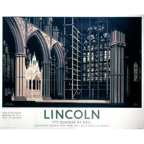 Lincoln Cathedral It's Quicker By Rail 24" x 32" Matte Mounted Print