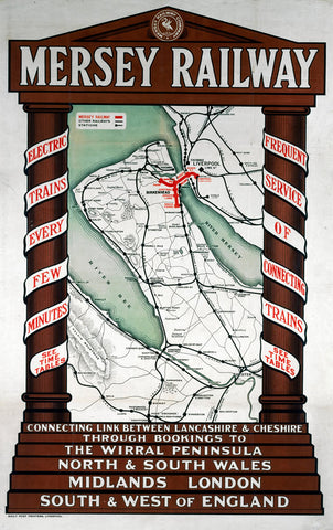 Mersey Railway The Wirral Peninsula 24" x 32" Matte Mounted Print