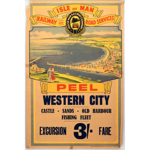 Isle of Man Peel Western City 24" x 32" Matte Mounted Print