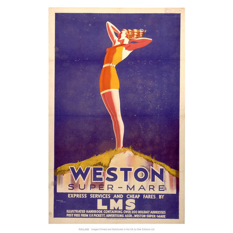 Weston-super-Mare - Women surveying the landscape 24" x 32" Matte Mounted Print