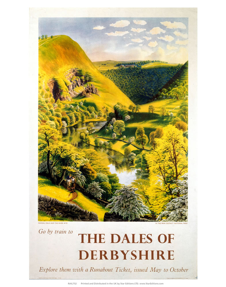 The Dales Of Derbyshire - Go by train countryside 24" x 32" Matte Mounted Print