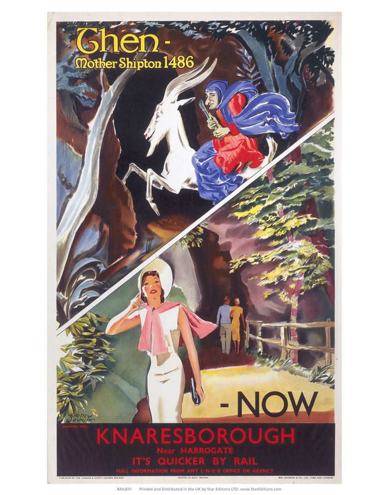 Knaresborough Then and Now - Quicker by Rail 24" x 32" Matte Mounted Print