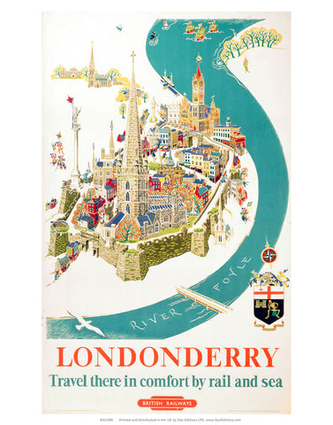 Londonderry comfort by rail and sea 24" x 32" Matte Mounted Print
