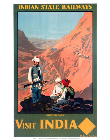 Khyber Pass - Visit India Indian State Railways 24" x 32" Matte Mounted Print