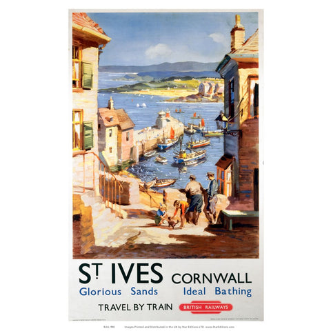 St Ives Cornwall - Glorious sand and Ideal Bathing 24" x 32" Matte Mounted Print