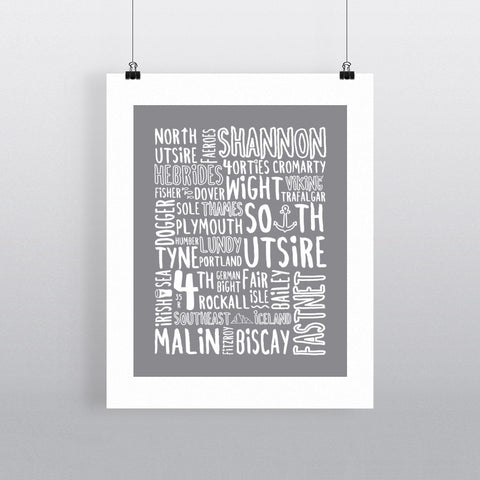 The Shipping Forecast Regions, 11x14 Print