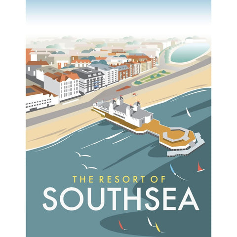 THOMPSON008: Southsea, Portsmouth, from the air. 24" x 32" Matte Mounted Print