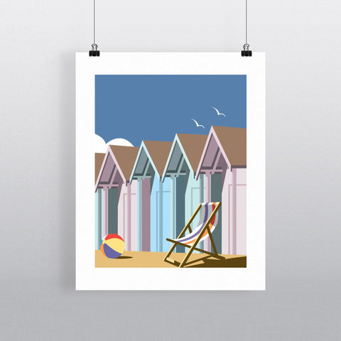 THOMPSON017: Beach Huts. 24" x 32" Matte Mounted Print