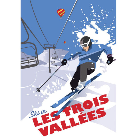 THOMPSON050: Ski in Les Trois Vallees. 24" x 32" Matte Mounted Print