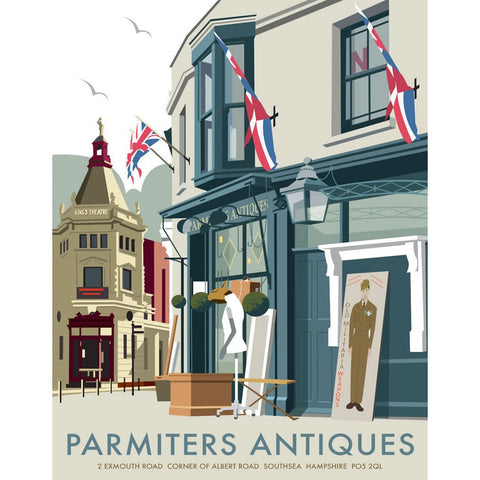 THOMPSON060: Parmiters Antiques, Southsea. 24" x 32" Matte Mounted Print