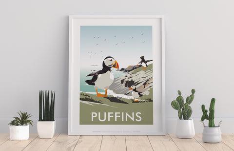 Puffins By Artist Dave Thompson - 11X14inch Premium Art Print