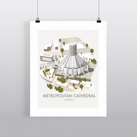THOMPSON661: Metropolitan Cathedral Liverpool Winter. Greeting Card 6x6