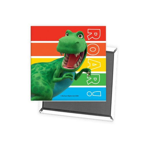 Dinosaur Roar Stripes Square Magnet