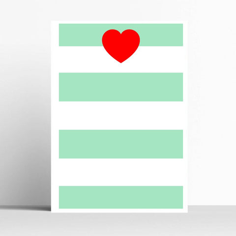 BOYNS053:Heart green stripe