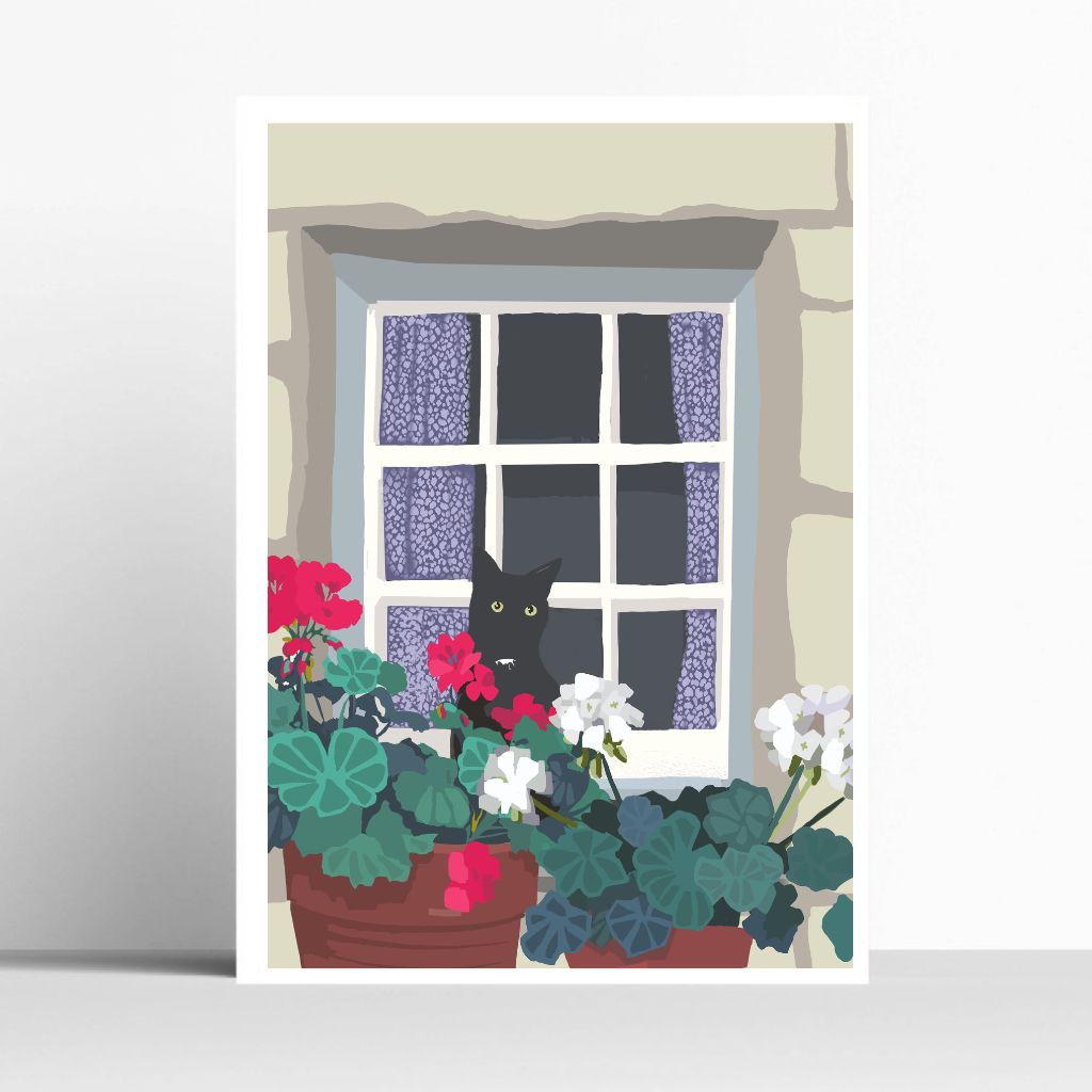 BOYNS044:Black cat window