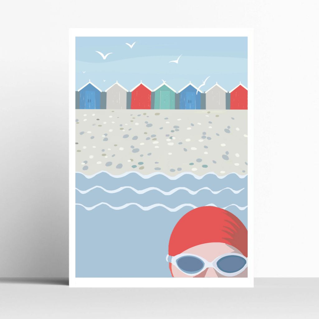 BOYNS082:Goggle swimmer beach huts