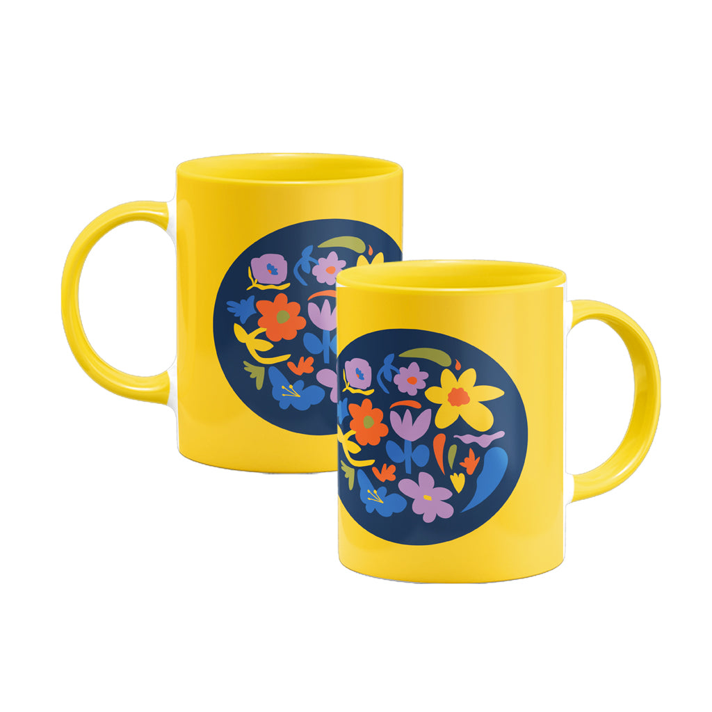 MACU002: Marie Curie Flower Roundel Colour Insert Mug - A Floral Hug Range