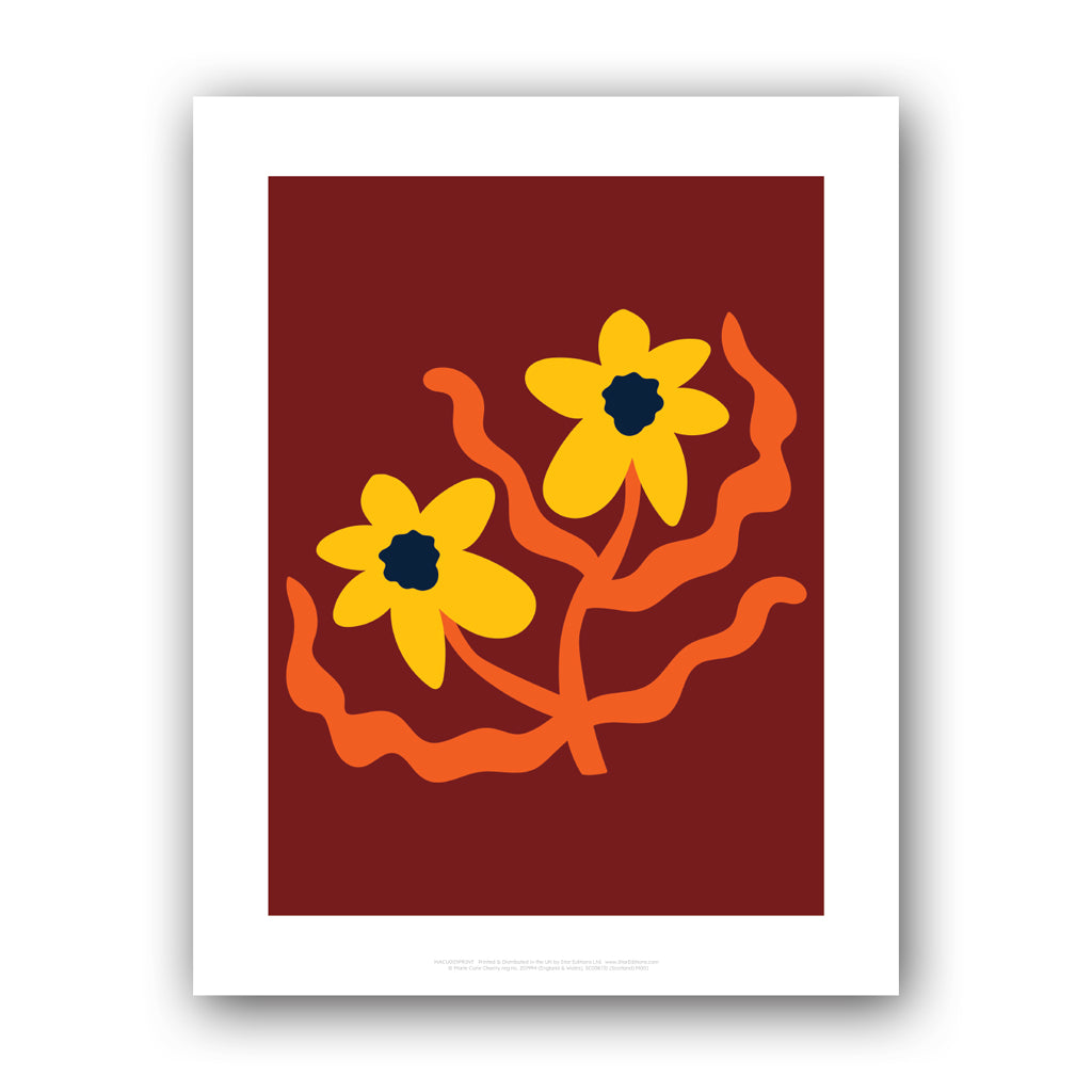 MACU005: Marie Curie Yellow Flower on Red 11"x14" Print - A Floral Hug Range
