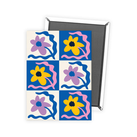 MACU011: Marie Curie Flowers in Squares Magnet - A Floral Hug Range