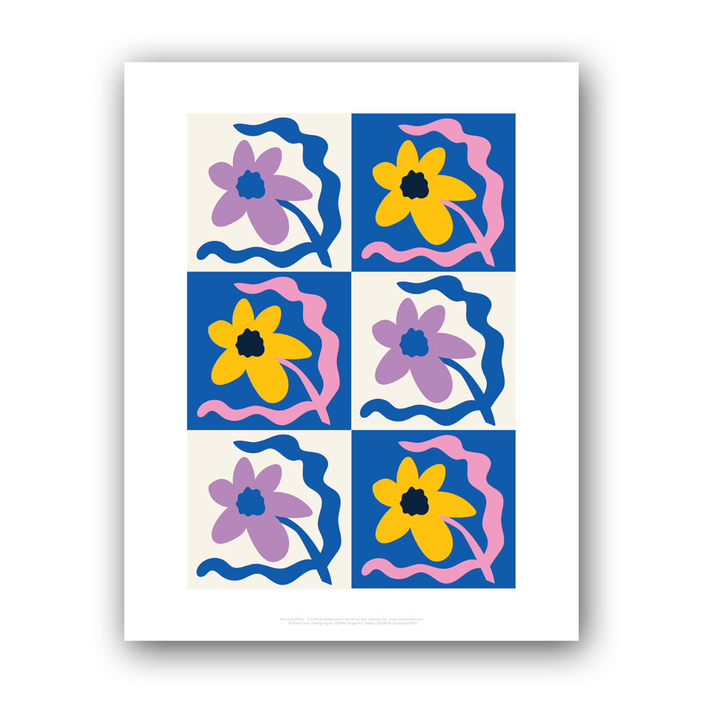 MACU011: Marie Curie Flowers in Squares 11"x14" Print - A Floral Hug Range