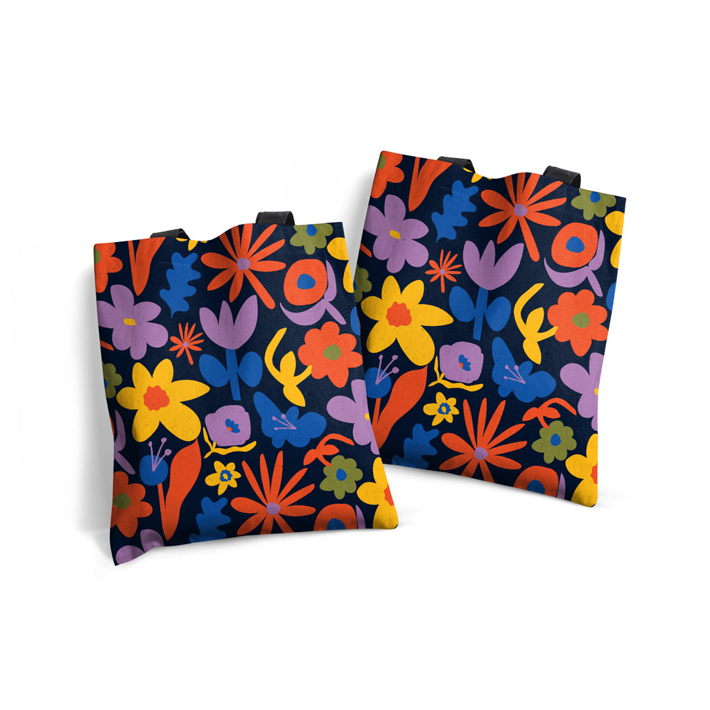 MACU014: Marie Curie Flower Repeat Edge-to-Edge Tote Bag - A Floral Hug Range