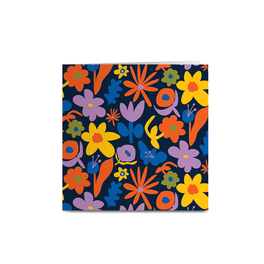 MACU014: Marie Curie Flower Repeat Square Greeting Card - A Floral Hug Range